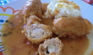 Rollitos de carne rellenos de croqueta