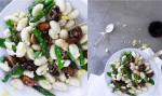 Gnocchi With Green Asparagus, Mushrooms, Cured Cheese and Basil Leaves 