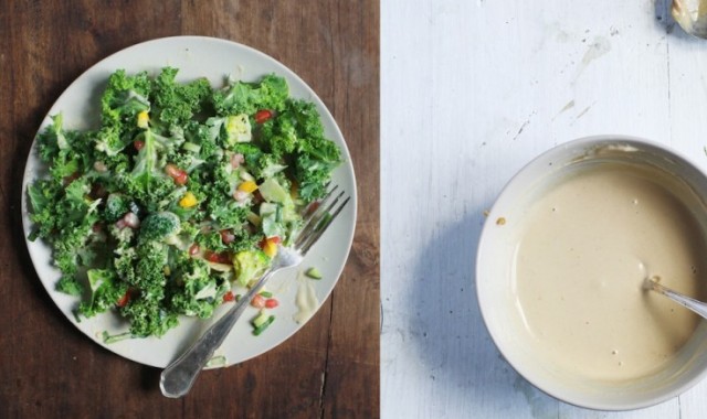 Crunchy Broccoli and Pomegranate Winter Salad With Sweet Miso and Tahini Dressing