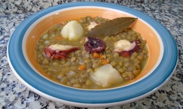 Lentejas con pulpo